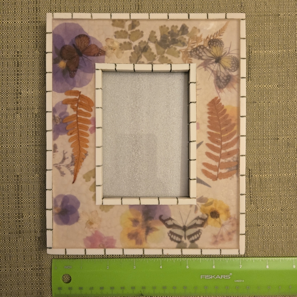 Secret Garden Frame 8.5 x 7" Resin Flower Butterflies Tile 5x3" Inset EUC‎ Table - Picture 8 of 10